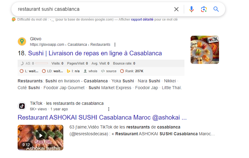 Résultats de recherche TikTok