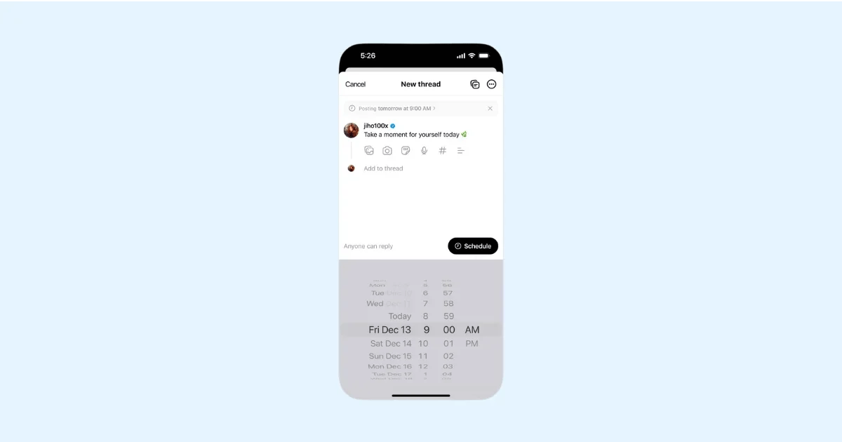 Threads lance une fonctionnalité de planification de publications