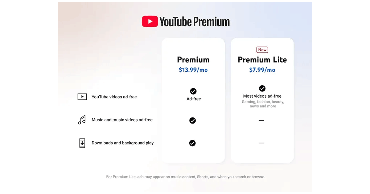 YouTube lance une offre d’abonnement « Premium Lite » sans publicité